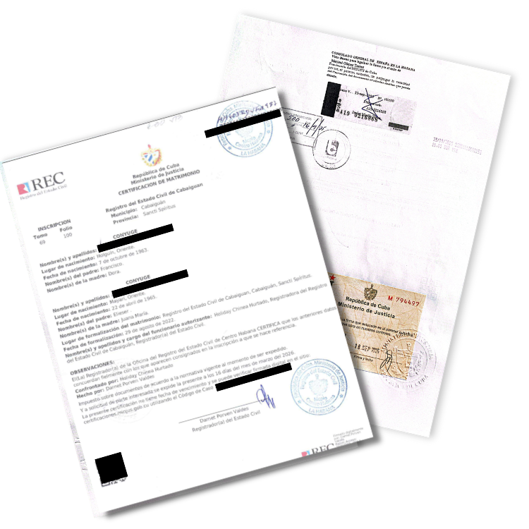 Documento legalizado por MINJUS y Consulado Español