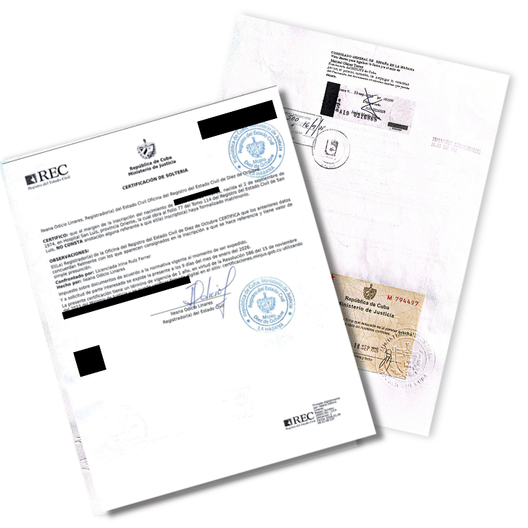 Documento legalizado por MINJUS y Consulado Español