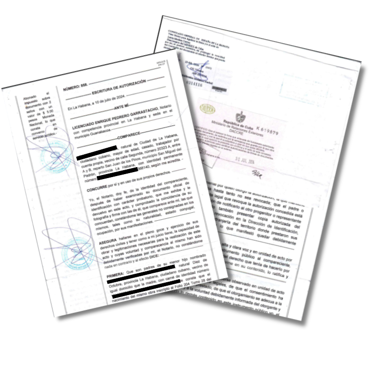Documento legalizado por MINJUS y Consulado Español