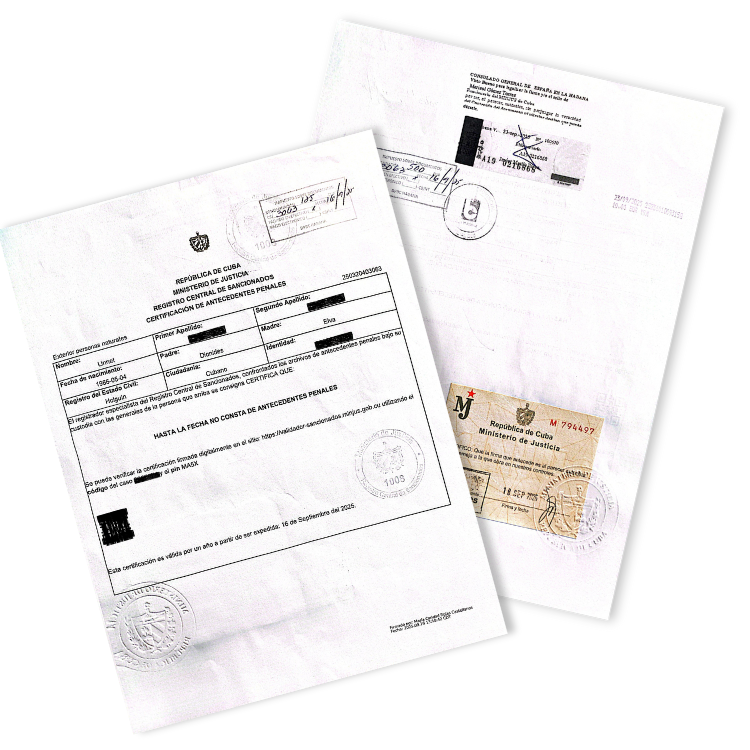 Antecedentes penales cubanos legalizados por MINJUS y Consulado Español